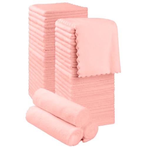 Orighty Washcloths 48 Pack, Ultra Soft Face Towels 12 x 12 inch | Absorbent & Quick Drying Coral Velvet Wash Cloths Bulk, Multi-Purpose Face Cloth for Household, Cleansing and Sport (Pink) - color: Pink, size: 48 Pack Washcloths