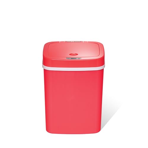 Ninestars 3 Gallon Automatic Trash Can, 12L Touchless Motion Sensor Bathroom or Bedroom Garbage Can with Odor-Sealing Lid, Impact-Resistant ABS Plastic, Rose Red - color: Rose