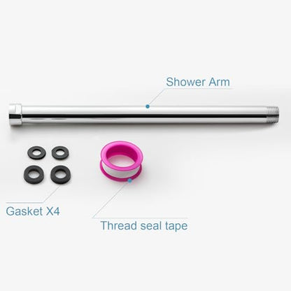 OFFO Shower Head Extension Arm, 12 in Shower Arm Extension Shower Head Extender Made of 304 Stainless Steel Shower Pipe Extension, Chrome - color: Chrome, style: 12 in