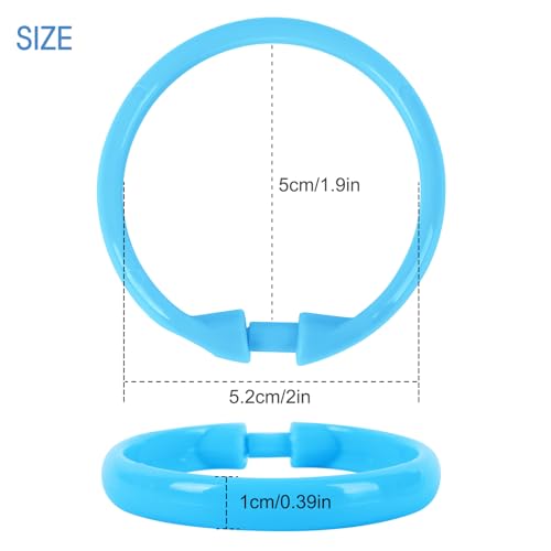 Light Blue Shower Curtain Hooks - 12 Pcs Circular Plastic Shower Curtain Rings for Bathroom - O Shaped Sky Blue Shower Hooks Rings for Shower Curtain Rod - color: Light Blue