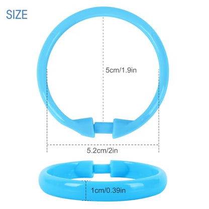 Light Blue Shower Curtain Hooks - 12 Pcs Circular Plastic Shower Curtain Rings for Bathroom - O Shaped Sky Blue Shower Hooks Rings for Shower Curtain Rod - color: Light Blue