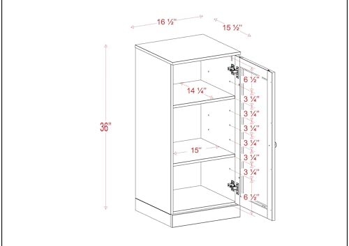 100% Solid Wood 16.5"" Bathroom Storage Cabinet with Clear Glass Door & Adjustable Shelves - color: Beige, style: Clear Glass Door