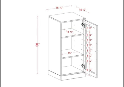 100% Solid Wood 16.5"" Bathroom Storage Cabinet with Clear Glass Door & Adjustable Shelves - color: Beige, style: Clear Glass Door