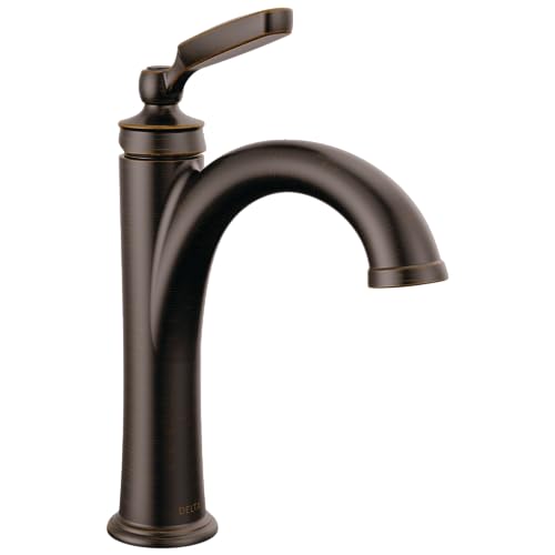 Delta Woodhurst Oil Rubbed Bronze Bathroom Faucet 1 Hole, Single Hole Bathroom Sink Faucet for Vanity, Metal Push-Pop Drain Assembly, Venetian Bronze 532-RBMPU-DST - color: Venetian Bronze