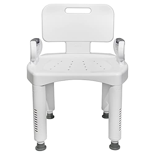 McKesson Bath Bench with Removeable Back, 21.25 in, 21-1/4 in, 1 ct | Plastic Frame, Lightweight, Adjustable