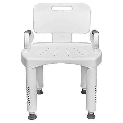 McKesson Bath Bench with Removeable Back, 21.25 in, 21-1/4 in, 1 ct | Plastic Frame, Lightweight, Adjustable