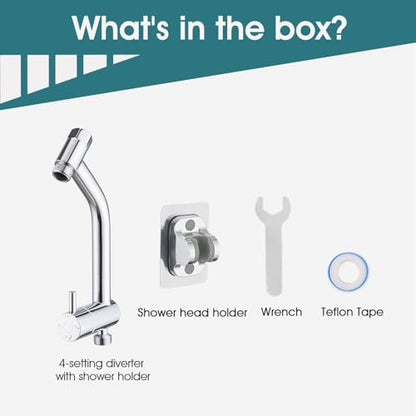 PDPBath Brass Shower Arm Diverter with Adhesive Handheld Holder for Easy Reach, Upgrade Low 3-Way Diverter with Pause Setting, G1/2 Universal Connection - Chrome - color: Chrome-3