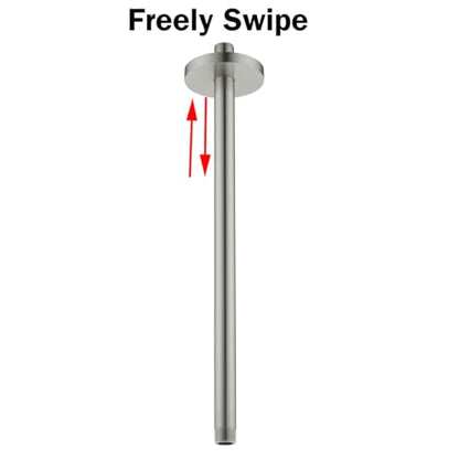 RANDOM Brushed Nickel Shower Arm with Flange 16 Inches Ceiling Mount Shower Head Extension Straight Arm Ceiling-Mounted For Fixed Shower Head.RD-91038-16BN - color: 16″ Brushed Nickel(Round Flange)