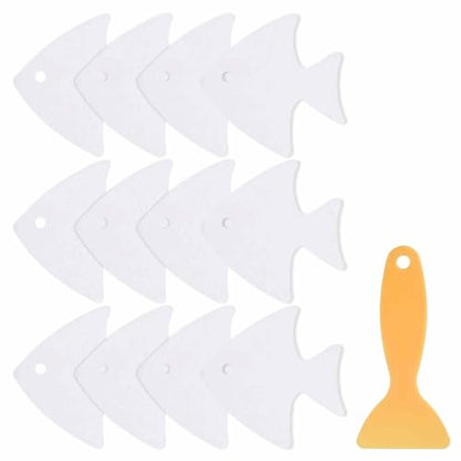 HARFINGTON 12pcs Non-Slip Bathtub Stickers Set 4.02" Fish Shower Floor Sticker PEVA Anti-Slip Adhesive Appliques with Scraper for Bathroom Kitchen Treads Stairs Swimming Pool, Clear - color: Clear