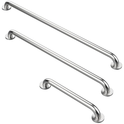 Grab Bar Bundle for Commercial Residential Restrooms - ADA Compliance - 304 Silver Stainless Steel -1.5" Diameter - 18", 36", 42" - Pack of 3 - color: Silver