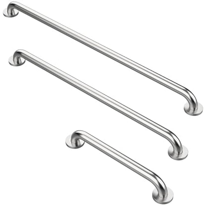 Grab Bar Bundle for Commercial Residential Restrooms - ADA Compliance - 304 Silver Stainless Steel -1.5" Diameter - 18", 36", 42" - Pack of 3 - color: Silver