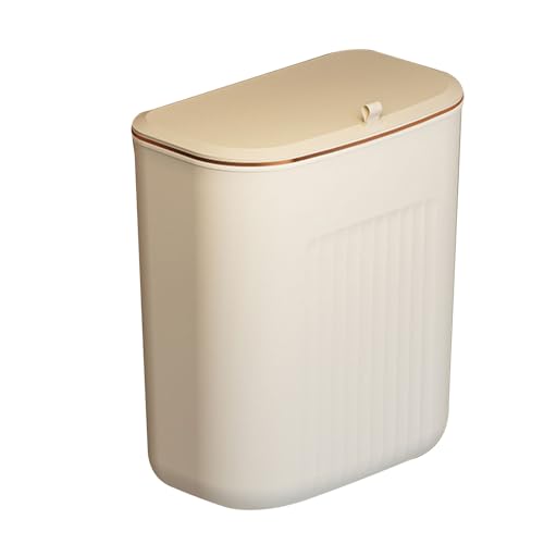 Hanging Trash Can,Wall Mounted Trash Bin Cabinet Door Hanging Trash Can No Drilling Required Suitable for Kitchen and Bathroom, White
