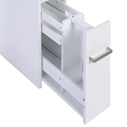 Spirich Slim Bathroom Storage Cabinet with Toilet Paper Holder, White | Slide-Out Drawers, Hidden Top Compartment, Toilet Paper Storage for Small Bathrooms, Powder Rooms, and Narrow Spaces - color: White