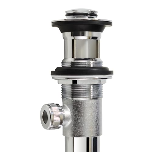 Purelux Bathroom Sink Drain Stopper Assembly with Lift Rod and Overflow, Chrome Finish - color: Chrome