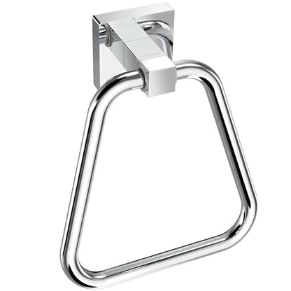 RUACQ Towel Ring, Hand Towel Holder for Bathroom Wall, Chrome | Wall Mounted Hand Towel Bar, 304 Stainless Steel Towel Hanger, Square Base, Geometric Towel Holder Design, Modern, Heavy Duty - color: Chrome