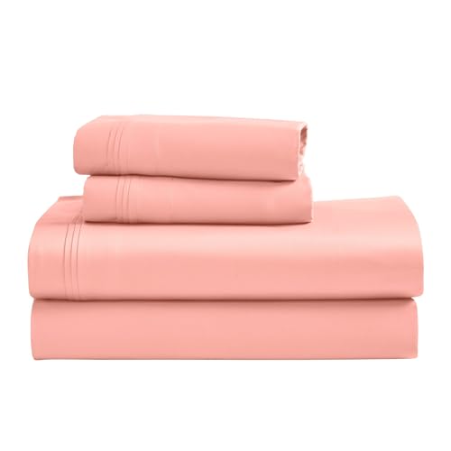 Superior Egyptian Cotton 4 Piece Sheet Set, Luxury 1000 Thread Count, Modern Design, Sustainable Sheets, Ultra-Soft Basics, Solid, Deep Pocket Fitted Sheet, Flat Sheet, Pillowcases, Full, Dusted Rose - color: Dusted Rose, size: Full
