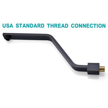 16 Inch S Shape Oil Rubbed Bronze Shower Head Arm, Square Wall Mounted Shower Arm and Flange Included - color: Oil Rubbed Bronze
