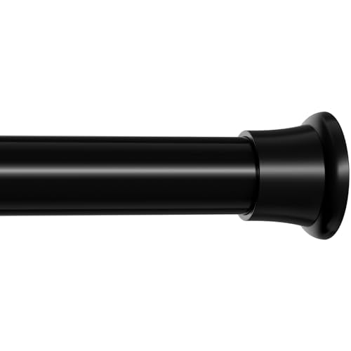 1 Pack Shower Curtain Rod 31-62 Inches Black Adjustable Tension Curtain Rod No Drilling Spring Loaded Curtain Rods Shower Rods For Bathroom,Window,Closet,Room Divider,7/8 Inch Diameter - color: Black, size: 31" to 62"-1Pcs