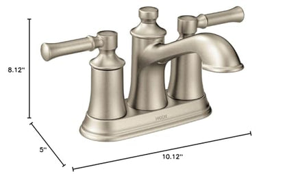 Moen Dartmoor Brushed Nickel Traditional Two Handle Centerset Bathroom Sink Faucet, 6802BN - color: Brushed Nickel
