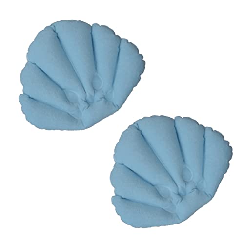 Inflatable Bath Pillow with Suction Cup Pack of 2 – Terry Cloth Covered for Extra Comfort