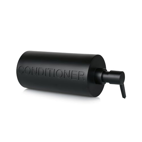 Matte Black Conditioner Dispenser Luxurious Refillable Pump Bottle with Black Resin Pump and Embossed Text, Durable Design for Bathroom and Shower - color: Conditioner Black