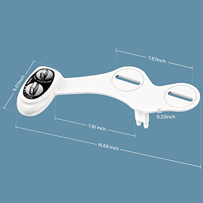 YASFEL Bidet Attachment for Toilet, Toilet Bidet Non-Electric Bidet Toilet Attachment Dual Nozzles for Frontal/Rear Wash, Adjustable Pressure Control (Black/White) - color: Black White