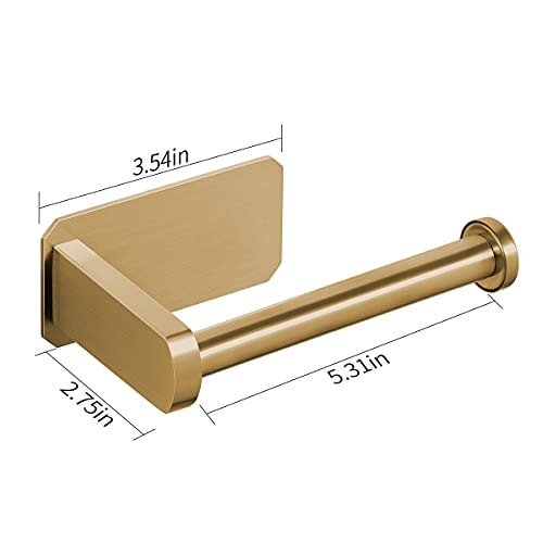 VAEHOLD Toilet Paper Holder Self Adhesive Kitchen Washroom Adhesive Toilet Roll Holder No Drilling for Bathroom Stick on Wall Stainless Steel Brushed (Gold) - size: Simple Gold
