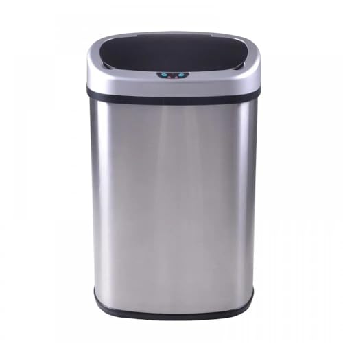 13 Gallon Kitchen Trash Can with Lid,Bathroom Motion Sensor Automatic Trash Can Touchless,Office Stainless Steel Trash Bin,50 Liter Oval Metal Garbage Can (Stainless Steel) - color: Sliver01