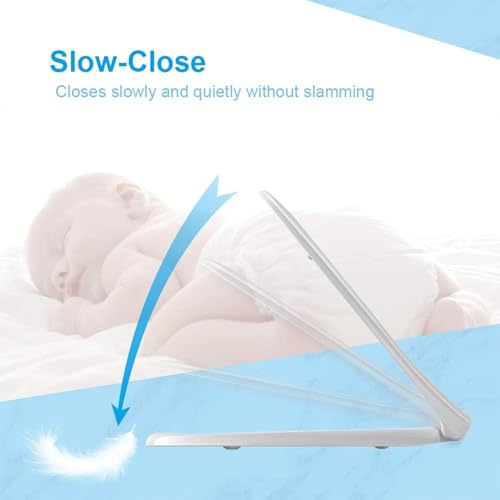 White Toilet Seat with Slow Close Lid and Seat, Quick Release for Easy Cleaning, 360° Adjustable Hinge, Square Loo Seats - Top Fixings Included, Polypropylene (PP), 03B, 34.5x43cm - size: 43x34.5cm (03B)