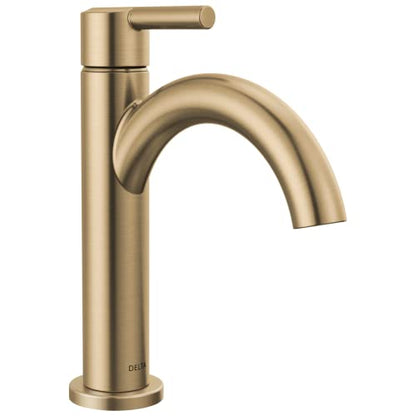 Delta Nicoli Brushed Gold Bathroom Faucet 1 Hole, Single Hole Bathroom Sink Faucet for Vanity, Push-Pop Drain Assembly, Champagne Bronze 15749LF-CZ
