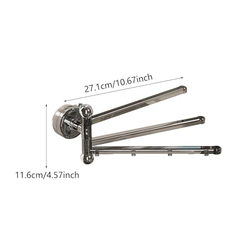 Swivel Towel Rack Wall Mount Swing Towel Hanger for Shower Room Black, Black