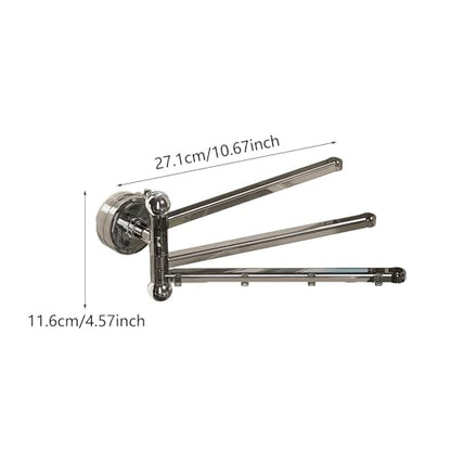 Swivel Towel Rack Wall Mount Swing Towel Hanger for Shower Room Black, Black