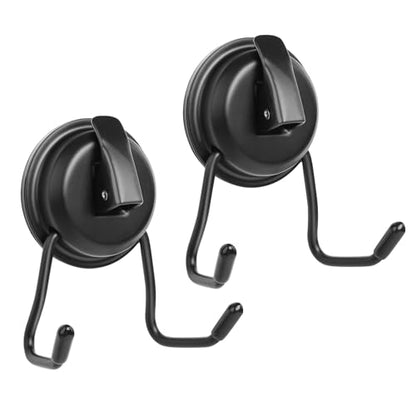 Stainless Still Suction Cup Hooks for Shower, Bathroom, Kitchen, Glass Door, Mirror, Tile – Loofah, Towel, Coat, Bath Robe Hook Holder,(2-PCS), Matte Black - color: Matte Black