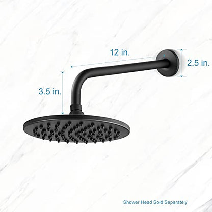 OFFO Shower Arm with Flange, 12 in Wall Mount Replacement Angle Shower Head Arm Wall-Mounted For Fixed Shower Head & Handheld Showerhead, Matte Black - color: Matte Black, style: 12 in