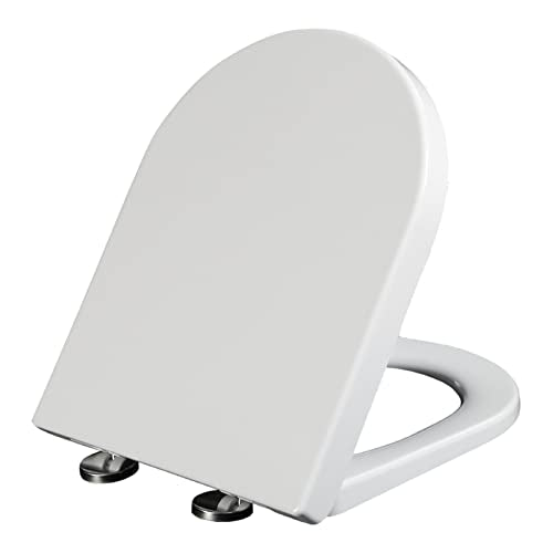 Toilet seat, With Quick Release for Easy Cleaning and Simple Top Fixing Slow Close Toilet Lid for D Shaped Loo Seat - size: 02A