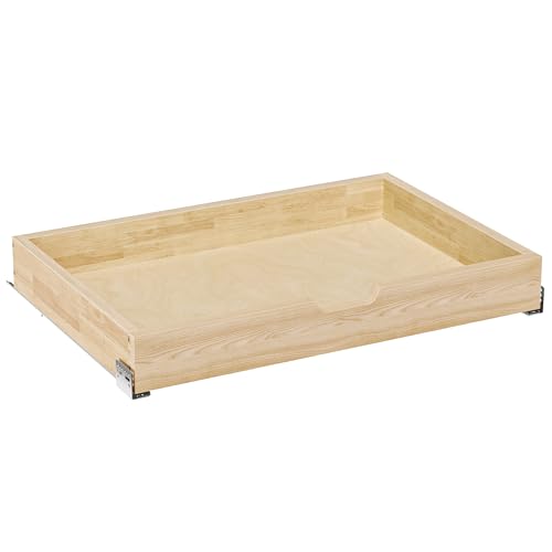 Pull Out Cabinet Organizer, 31.5 in W x 21 in D Solid Wood Slide Out Drawer, Soft Close Sliding Shelf, Bottom or Side Mount for Kitchen Pantry Bathroom, Fits 32.5 in Cabinet Opening - size: 31½” W × 4"H x 21” D