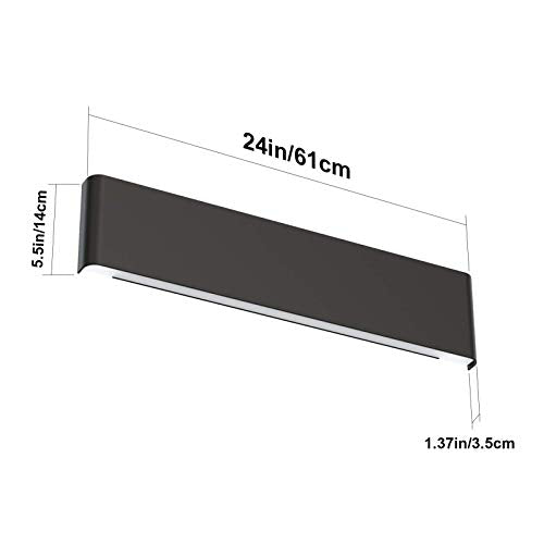 Aipsun 24in/20W Matte Black Modern Vanity Light Up and Down LED Vanity Light for Bathroom Wall Lighting Fixtures (Cool White 5000K) - color: White Light Black, size: 24 inch, style: 5000K