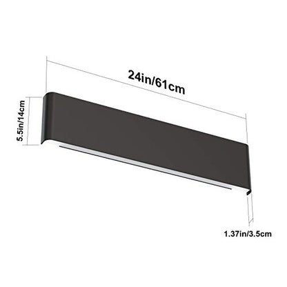 Aipsun 24in/20W Matte Black Modern Vanity Light Up and Down LED Vanity Light for Bathroom Wall Lighting Fixtures (Cool White 5000K) - color: White Light Black, size: 24 inch, style: 5000K