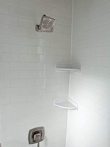 American Olean Large Ceramic Corner Shower Shelf - Gloss White