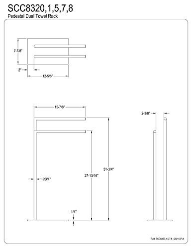 Kingston SCC8321 Pedestal 2-Tier Towel Rack, Polished Chrome - color: Polished Chrome