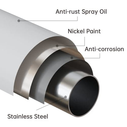 Shower Curtain Rod Tension- Never Rust No Drill Non-Slip Spring Tension Shower Rod, 43-73 inches 304 Stainless Steel, Brushed Nickel - color: Brushed Nickel, size: 43-73 Inches