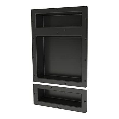 Tile Redi USA RNT1620DU-6 Niche Triple Recessed Shower Shelf, Three Shelves, 26" H X 16" W, Black - size: 26" H X 16" W, style: 3 Shelves