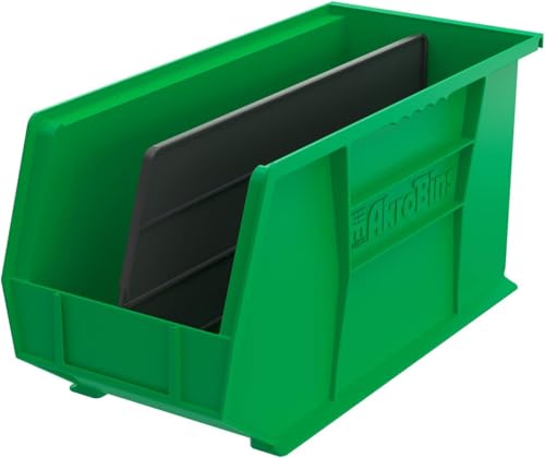 Akro-Mils 30265 AkroBins Plastic Storage Bins, 18"x8.25"x9", Green, 6-Pack | Space-Saving Stackable Bins for Garage, Pantry, Craft Organization - color: Green