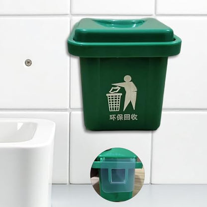 Small Trash Can, Bathroom Trash Can with Lid, Wall-Mounted Garbage Bin, Space-Saving Bin for Bathroom/Kitchen, Adhesive & Screw-Mount Options, Ideal for Sinks, Toilets, Balconies