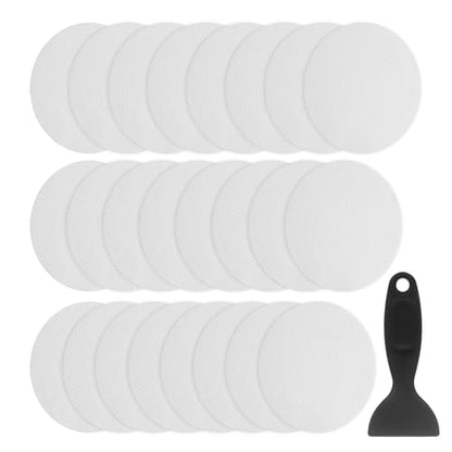 HARFINGTON 24pcs Non Slip Bathtub Stickers Bath Shower Floor 4" Anti-Slip Adhesive Sticker Tape Oval Style Decals with Scraper for Bathroom Kitchen Bathtub Treads Stairs, White - color: White