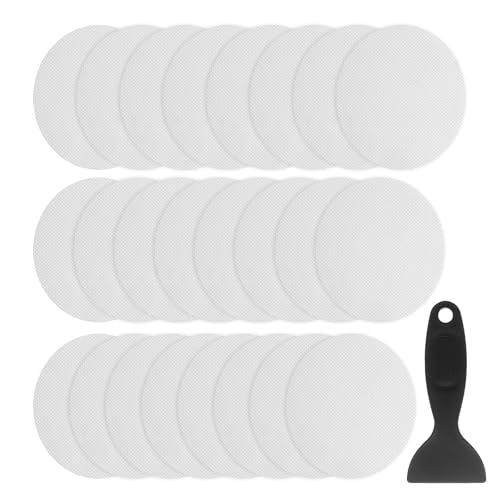 HARFINGTON 24pcs Non Slip Bathtub Stickers Bath Shower Floor 4" Anti-Slip Adhesive Sticker Tape Oval Style Decals with Scraper for Bathroom Kitchen Bathtub Treads Stairs, White - color: White