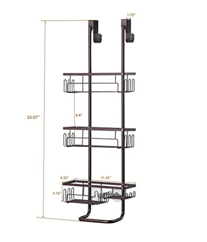 SunnyPoint Classic Metal Bathroom Shower Caddy, Over Door Hanging Storage Organizer Basket
