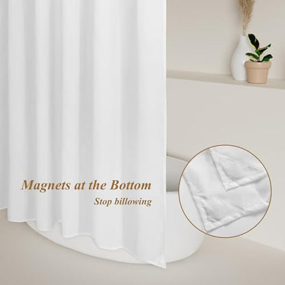 Mrs Awesome 54x78 Sustainable Shower Curtain Liner, Recycled Polyester Material, Eco Friendly, Non Plastic & Freon-Free Washable Stall Fabric Shower Curtain Liner with Magnets, 54" x 78", White - size: 54"W x 78"L (Pack of 1)