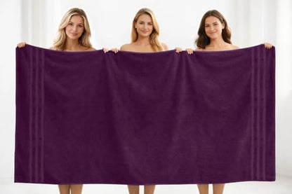 DAN RIVER 2 Pack Bath Sheets Extra Large 35x70, Large Bath Towels for Adults, XL Oversized Heavy Duty Towel Set, 600 GSM 100% Ring Spun Cotton, Soft Quick Dry, Purple Passion - color: Purple Passion