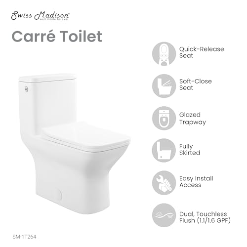 Carre One-Piece Square Toilet Dual-Flush 1.1/1.6 gpf, Touchless